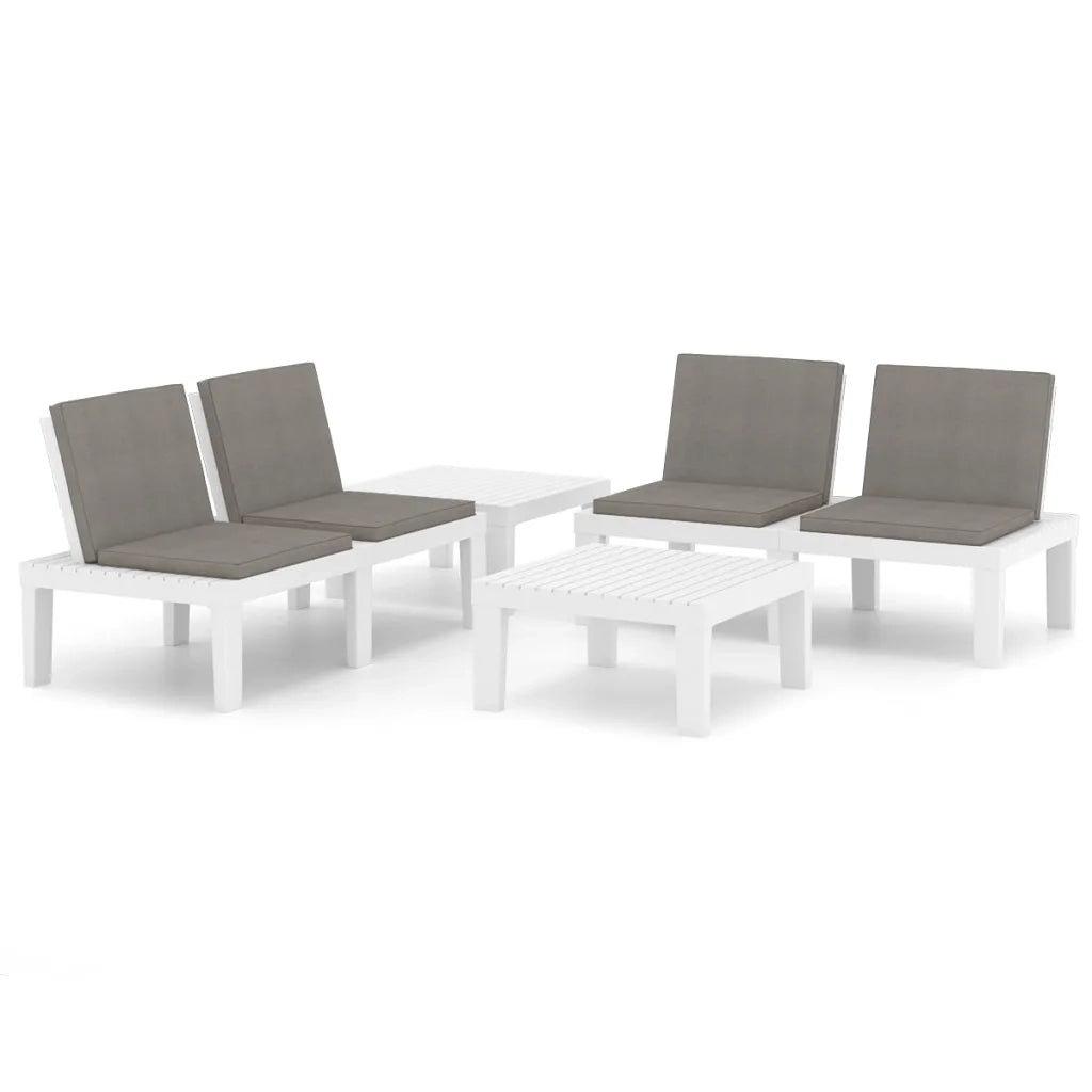 Set Divani da Giardino con Cuscini 4 pz in Plastica Bianco cod mxl 36208