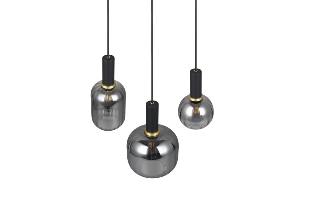 Lampada sospensione Trio Diva nera 3xE27 vetro cromo