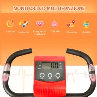 Cyclette Pieghevole 2 in 1, Resistenza Magnetica Regolabile 8 Livelli, Cyclette da Casa Silenziosa con Sensore di Frequenza Cardiaca, Elastici per Braccia, Schermo LCD, Volano 2.5kg, Rosso