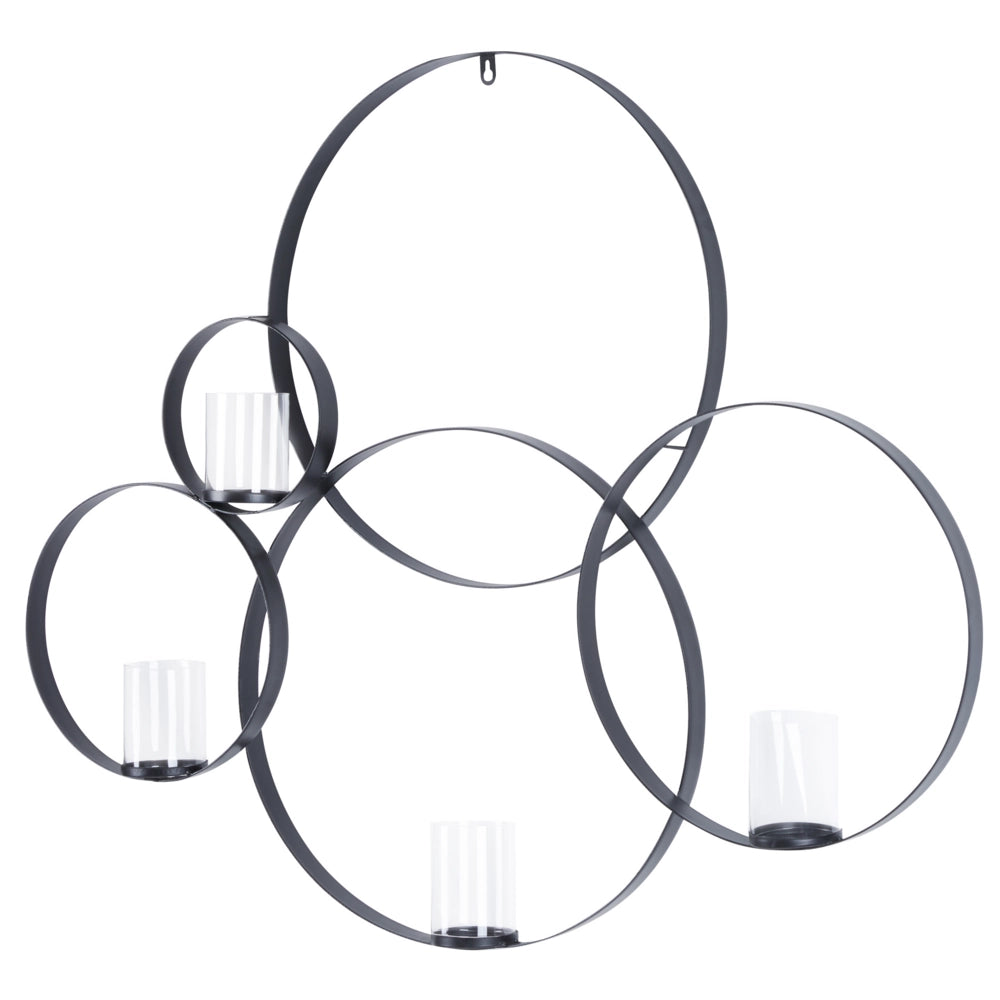 Portacandele da parete con struttura rotonda nera 80 cm ideale per interni ed esterni