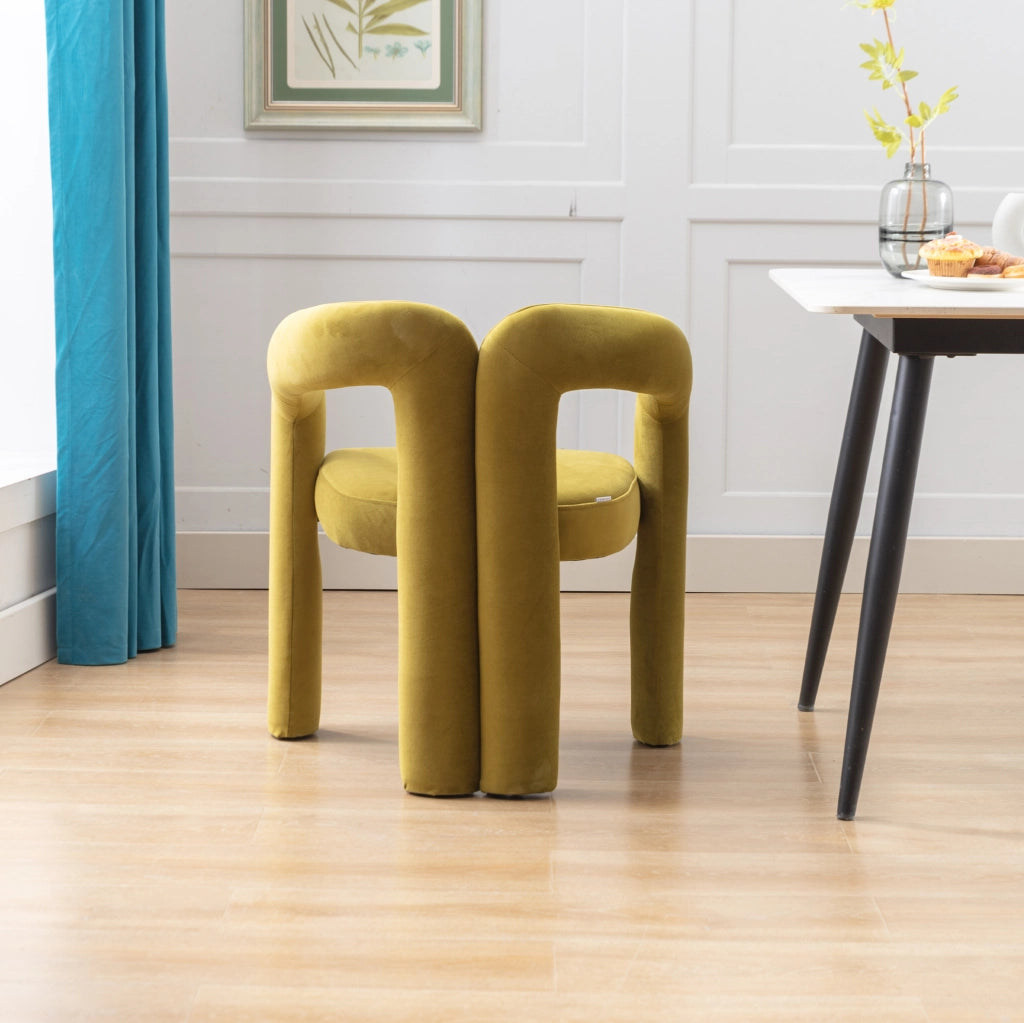 Sedia da pranzo in velluto verde oliva con braccioli; 64 x 50;5 x 71 cm
