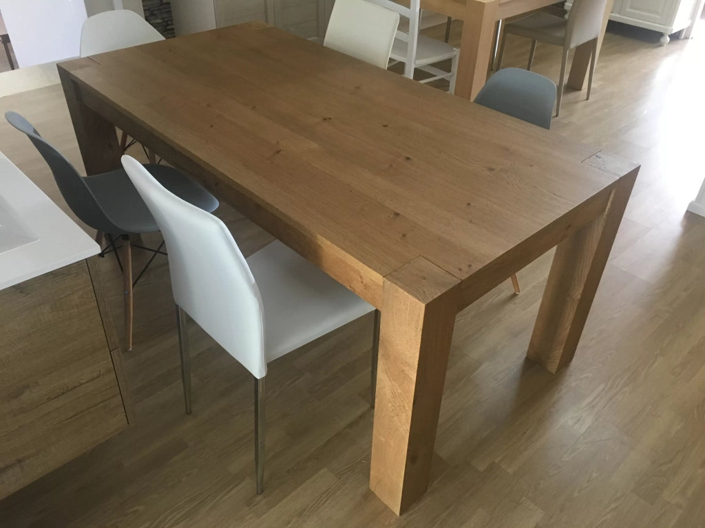Tavolo allungabile in legno di rovere nodato misura l.160 p.90 h.77 (1639) - Mobili 2G