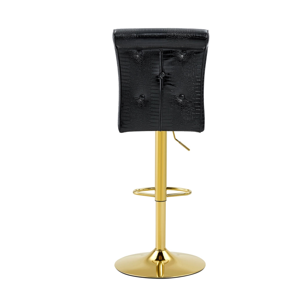 Tabouret de bar con design effetto pelle di coccodrillo e bottoni decorativi in pvc nero 300 lb