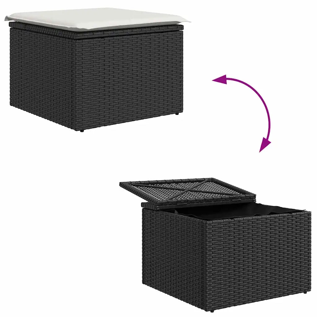 Set Divano da Giardino con cuscino 7 pcs Nero polyrattan 3347348