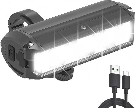 Lampada LED per Bicicletta con 5 Modalità - Caricabile, Impermeabile per Illuminazione Anteriore di Biciclette e Mountain Bike