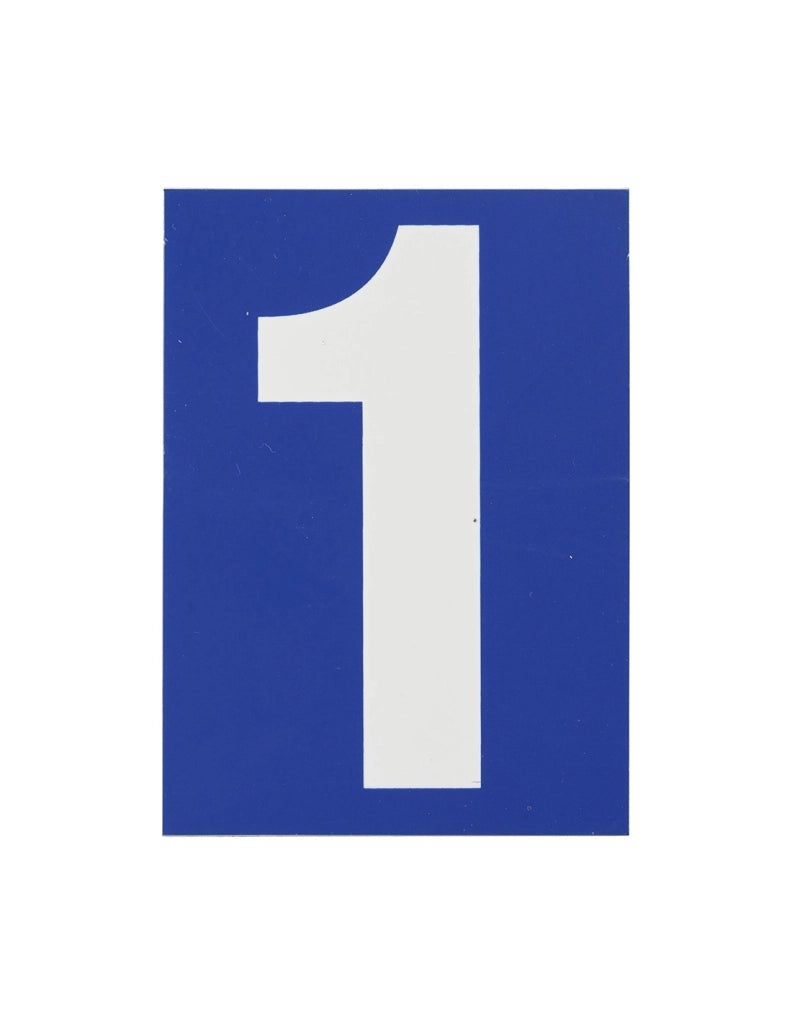 Targa adesiva numero civico 1 - 65X90mm - blu, pannello adesivo in pvc, finitura mat - THIRARD
