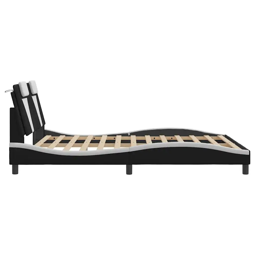 Giroletto Viana senza Materasso Nero e Bianco 160x200 cm in Similpelle 3208108
