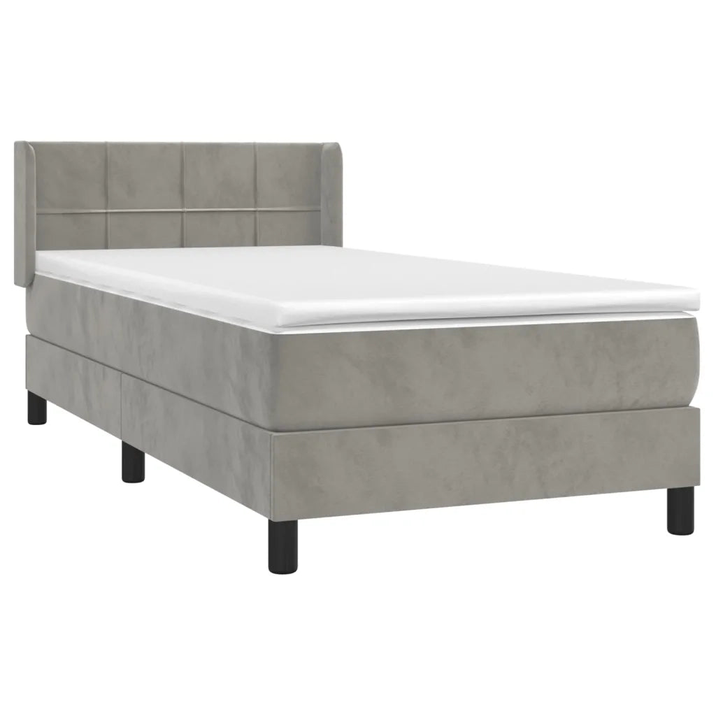Giroletto a Molle con Materasso-Struttura Letto Grigio Chiaro 90x200 cm Velluto 563568