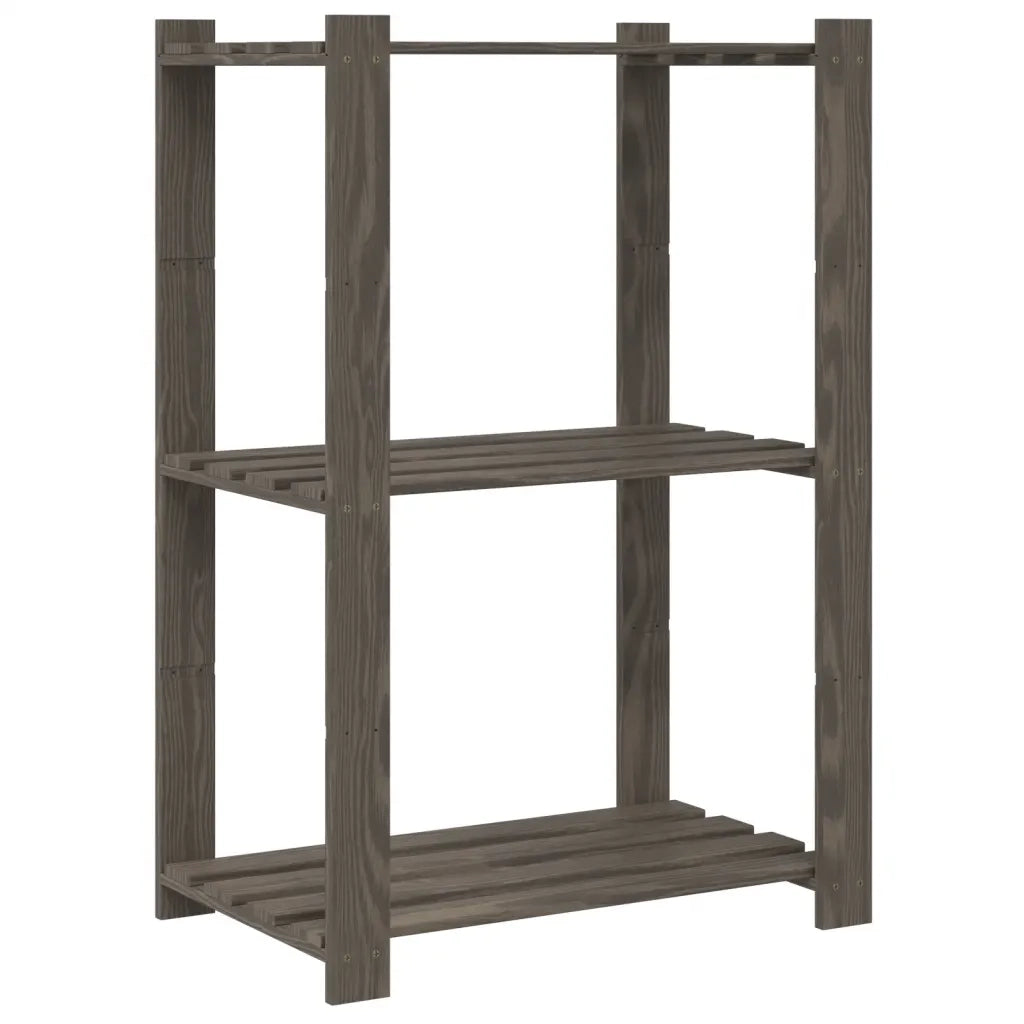 Scaffale a 3 Livelli Grigio 60x38x90 cm in Legno di Pino 373387