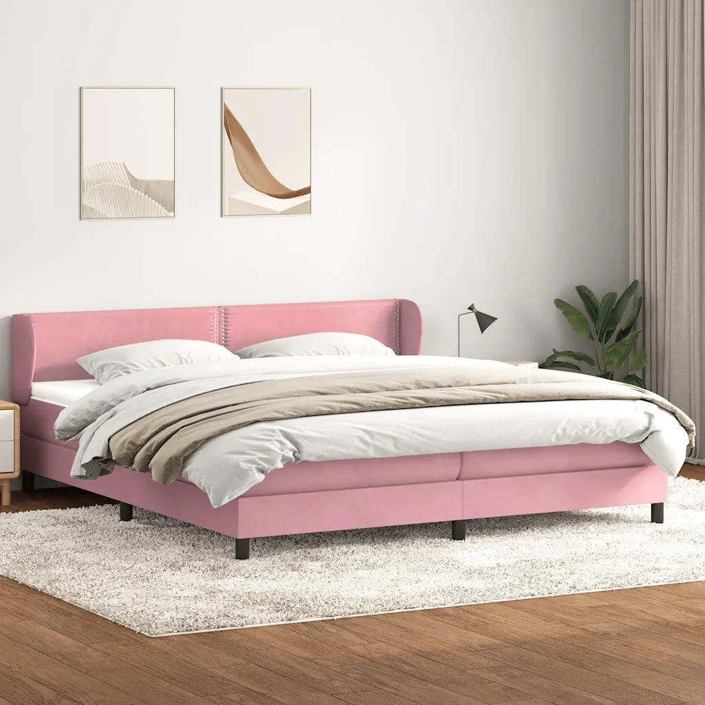 vidaXL Giroletto a Molle con Materassi Rosa 180x210 cm in Velluto