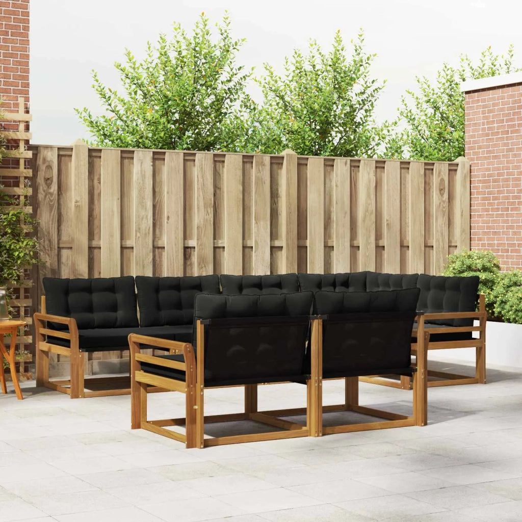 Set di divani da esterno con cuscino 7 pcs Naturale e Nero