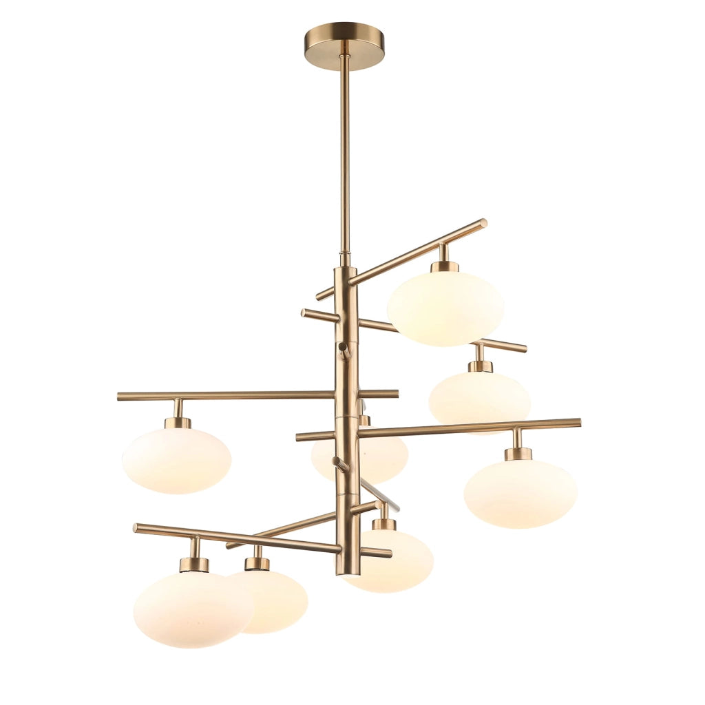 Lampadario Italux Fiorenzo moderno ottone 8xG9 bianco