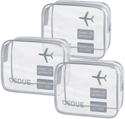 Set di 3 toilettas trasparenti, toilettas in PVC (impermeabili), accessori di viaggio per mano, borse da bagno per uomini, donne, bambini e famiglie (grigio)