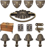 Kit di completamento per scatole da gioielli in legno - Cassa da gioielli in legno con cassetto antico - Scatola da gioielli con serratura antica - Maniglia e protezioni angolari