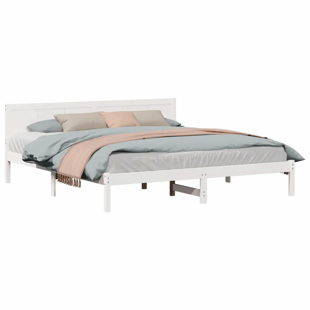 Struttura del letto-Giroletto-Rete del Letto Bianco 180 x 200 cm Legno massello di pino 728599