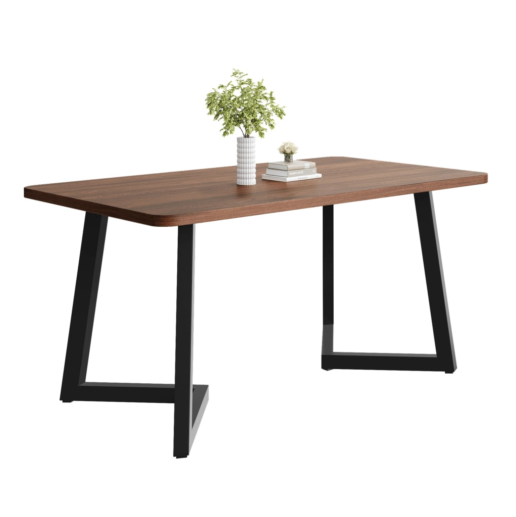 Tavolo da pranzo 117x68x75 cm in MDF con gambe in metallo; nero e noce