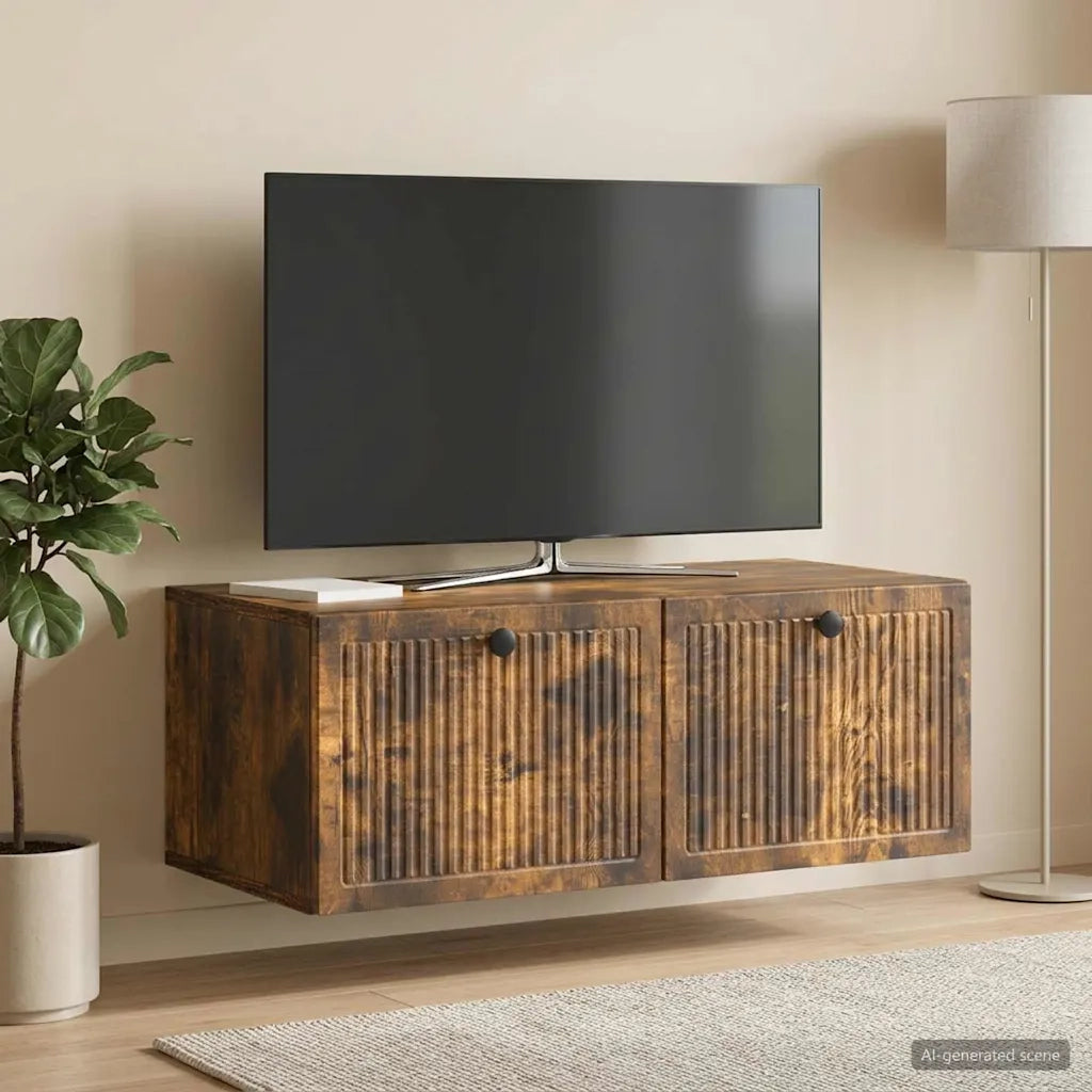 Mobile Porta TV da Muro Rovere Fumo 78,5 x 41 x 30 cm 898010