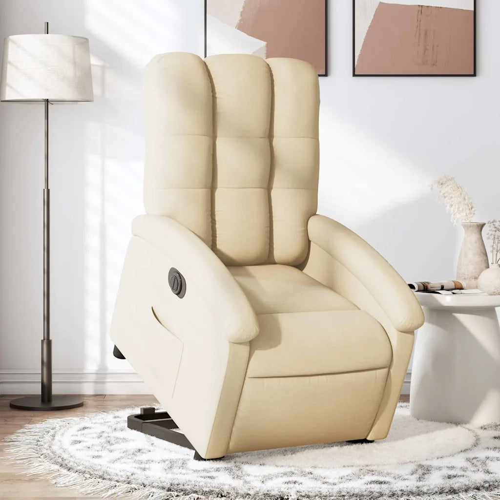 Poltrona Alzapersona Reclinabile Elettrica Crema in Tessuto 3204125