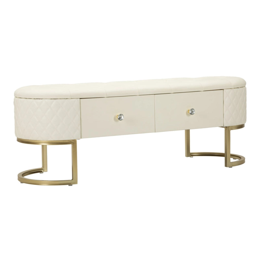 Panca con Portaoggetti VKH302, Bianco, Legno, 120x40x43 cm