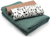 Set di tessuti wafelpiqué e cotone coordinati con tessuto a wafel 100% cotone Tex Standard 100 (set di foglie di oliva 11)