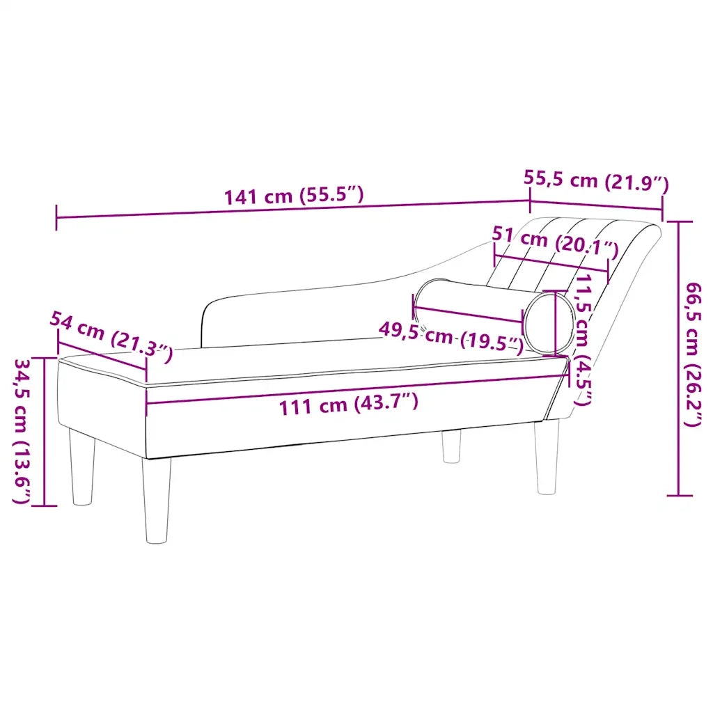 Chaise Longue con Cuscini Crema in Velluto CFW6609977