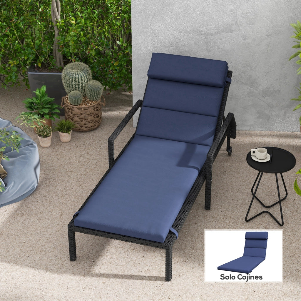 Cuscino per Tumbona in Cotone 196x63x6 cm con Tessuto Idrorepellente ¨C zephmum ¨C Blu Scuro