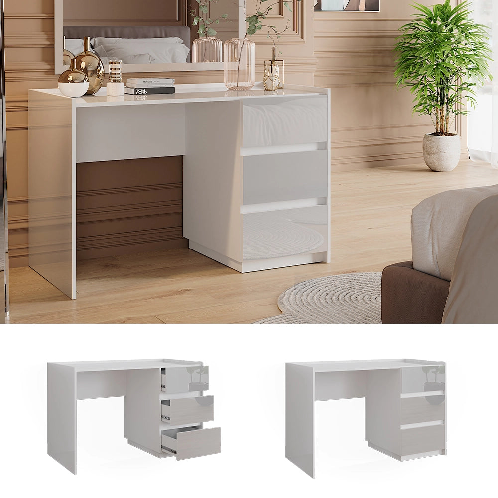 Vicco Tavolo da toilette Bianco lucido 120 cm con 3 cassetti