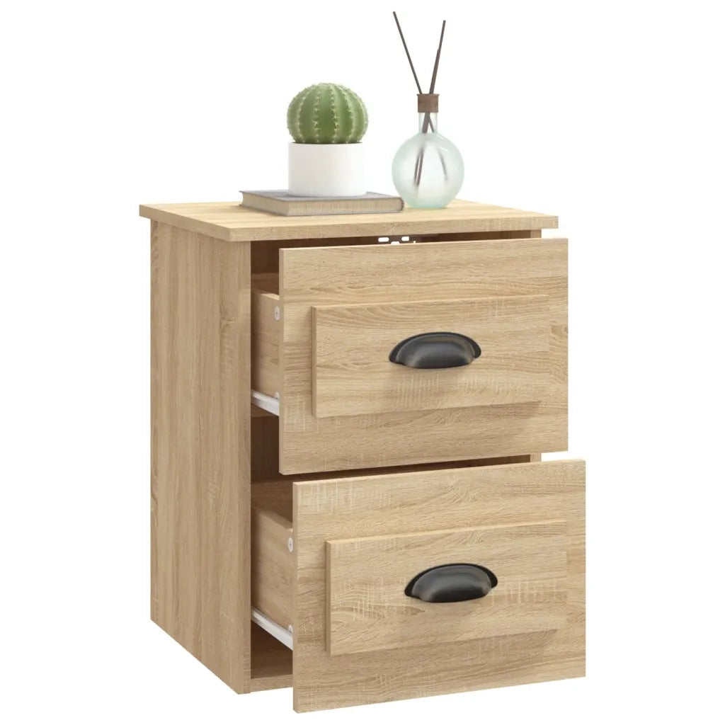 Comodini a Parete 2 pz Rovere Sonoma 41,5x36x53 cm