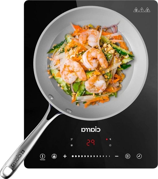 Cottura Induttiva Singola 2000W - Display Touchscreen LED - 8 Livelli di Potenza - 8 Timer di Temperatura - Blocco di Sicurezza - Nero