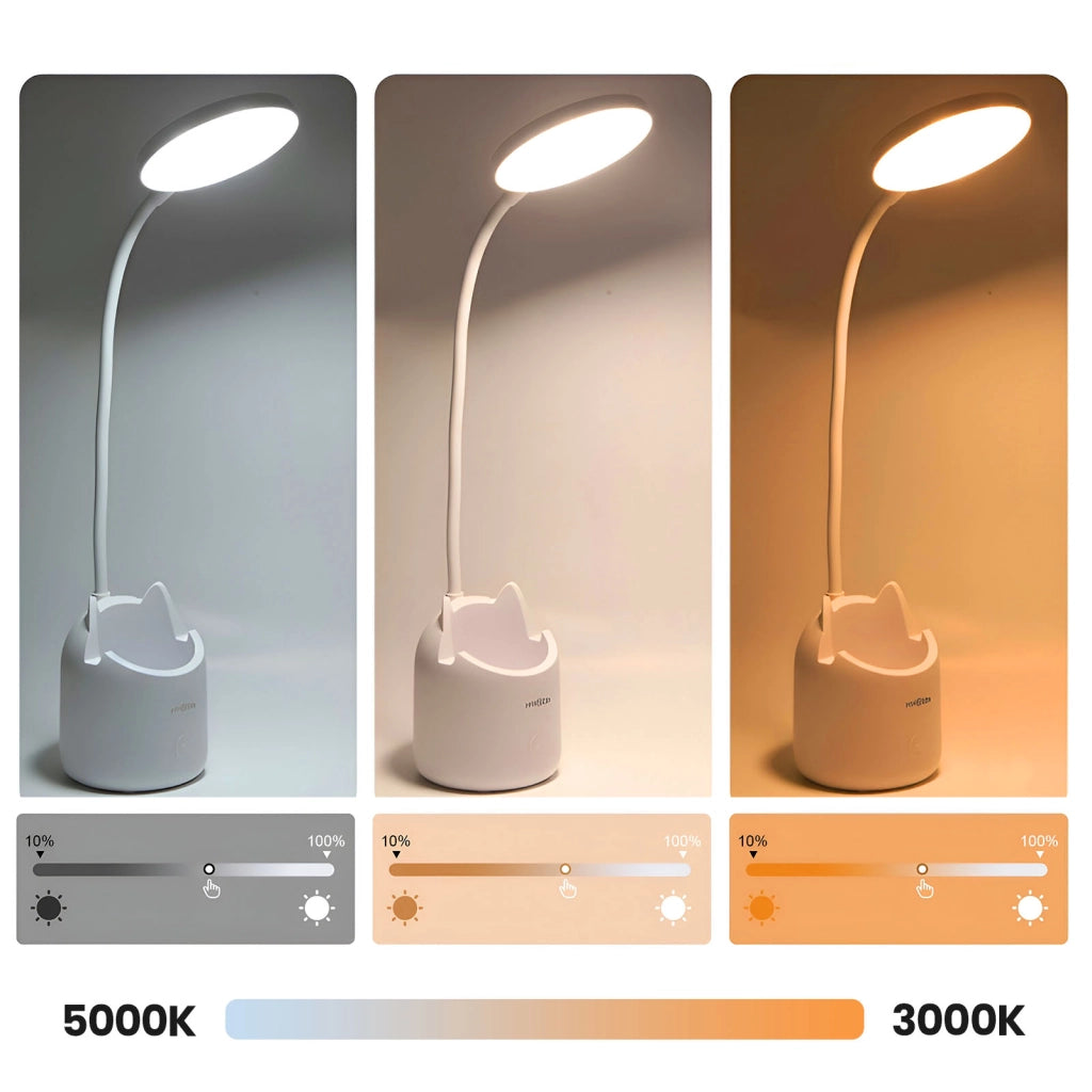 Lampada da scrivania a LED senza fili con portapenne e supporto per telefono Bianco Max excell