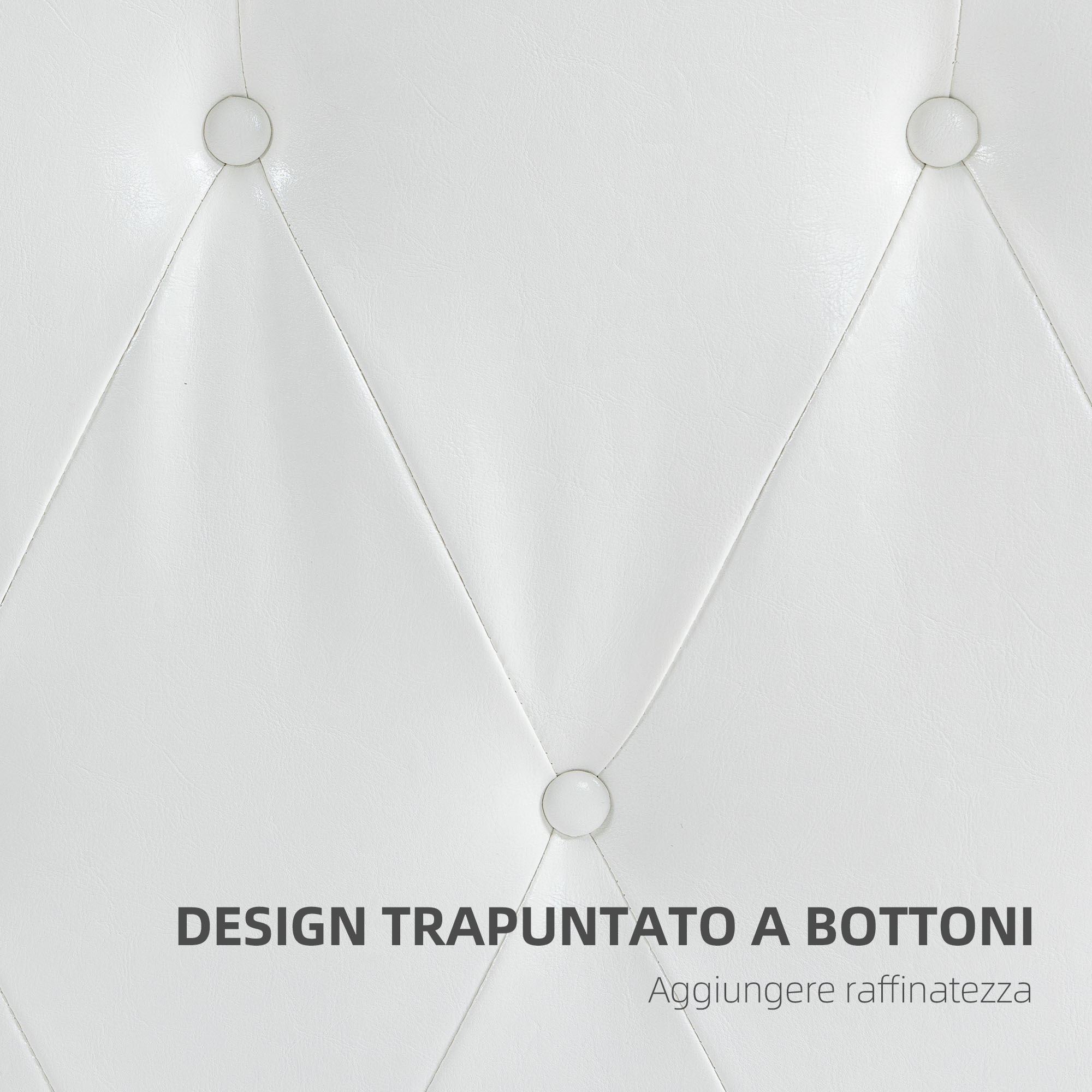 Testiera Letto Matrimoniale Imbottita Design a Bottoni 160x7x120 cm in Pelle PU Bianca