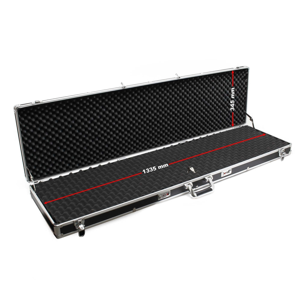 Valigetta per pistola, valigetta per fucile in alluminio, custodia per armi e munizioni 134x36x11 cm, con 4 serrature