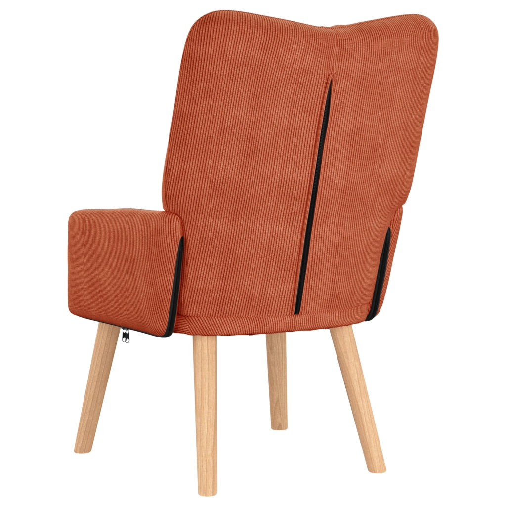 Poltrona Rilassante  Rosso Arancione in Tessuto Corduroy