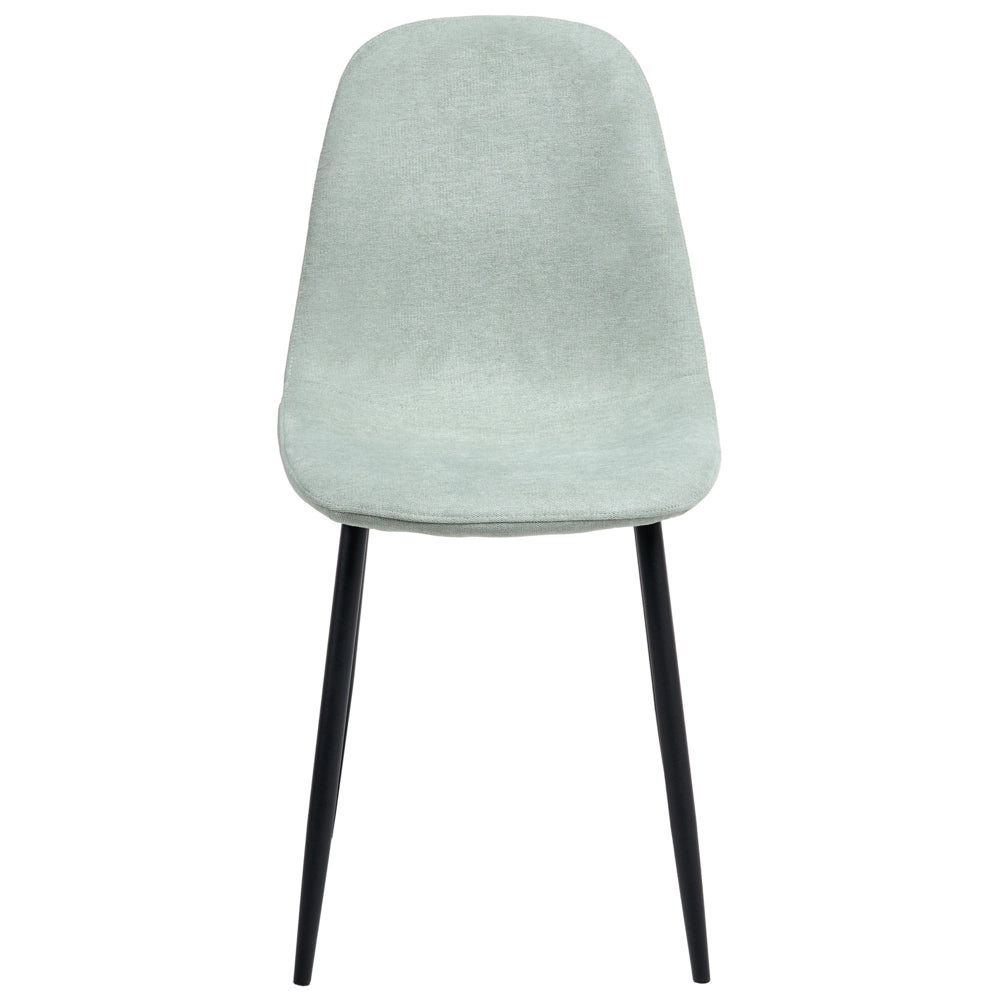 Set di 4 sedie da pranzo Verde Poliestere Tappezzato Ferro Gambe Nere Sala da pranzo senza braccioli