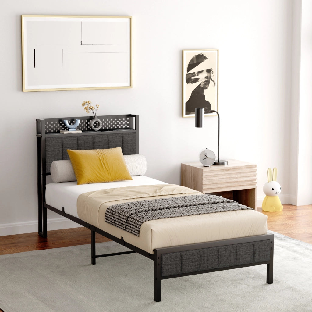 Letto singolo 90x200 cm, colore nero