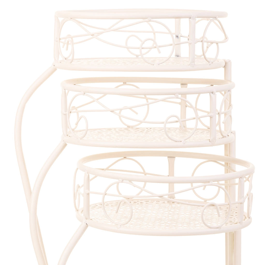 Supporto per 3 pentole in ferro battuto bianco 29x33x65