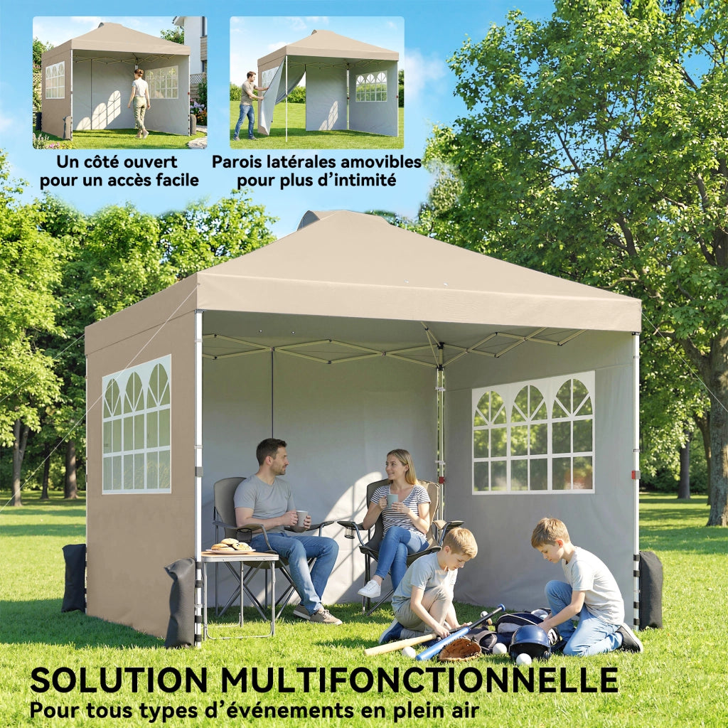 Tenda da Giardino Pieghevole 3x3m ¨C zephmum ¨C Grigio