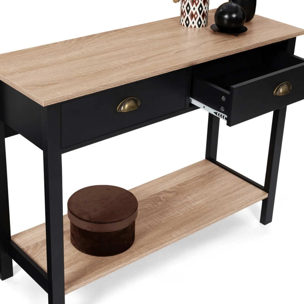 Console a 2 cassetti campagna ISIS 1 ripiano legno e nero