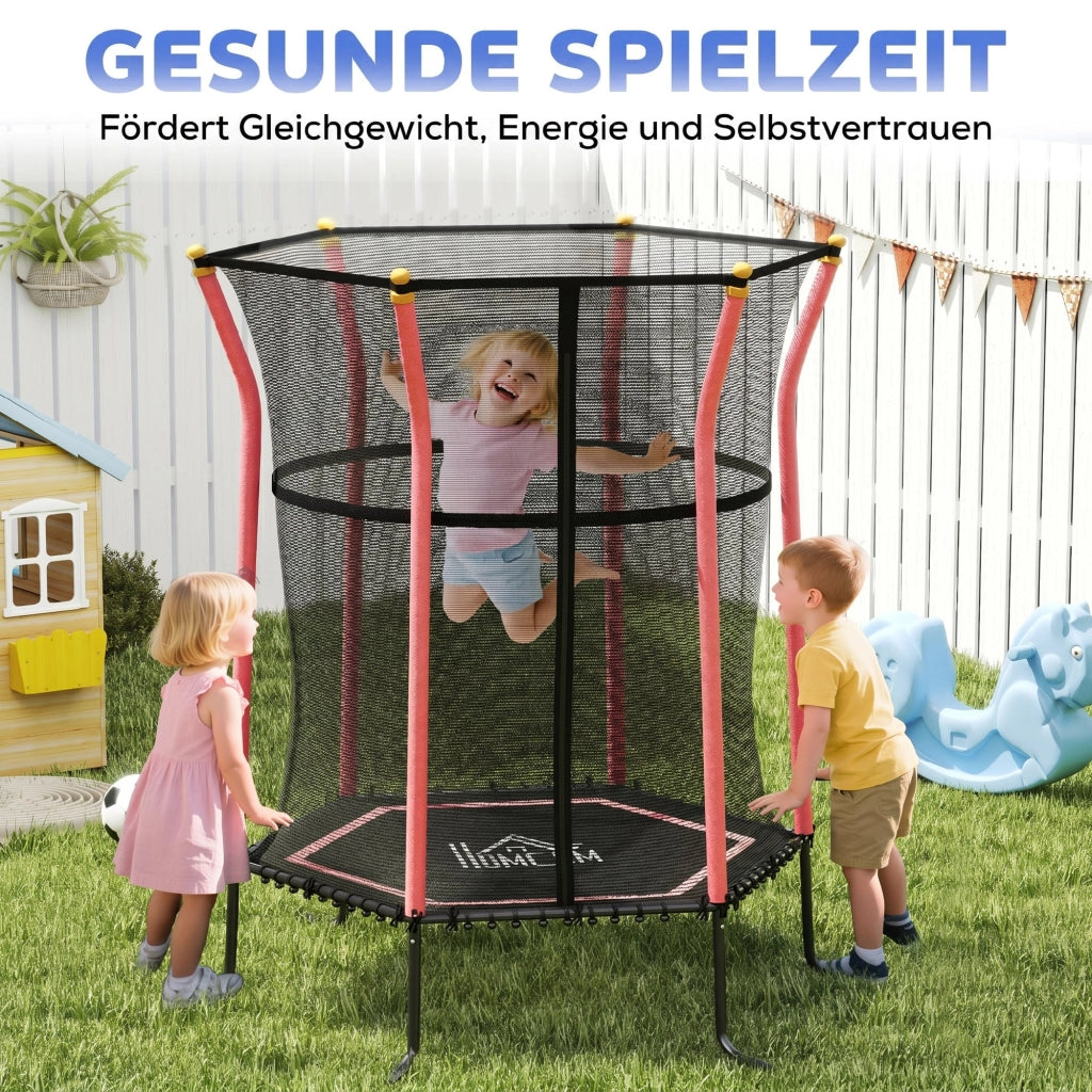 Trampolino per Bambini ¨C zephmum ¨C Nero e Rosso con Rete di Sicurezza ?163.5 cm