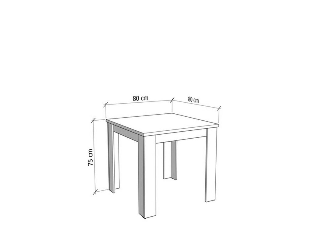 Cagno, Tavolo Fisso 4 Posti, 80x80x75h cm Marrone