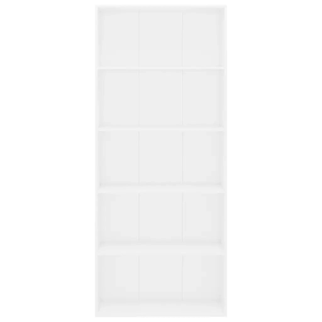 Libreria a 5 Ripiani Bianca 80x30x189 cm in Truciolato