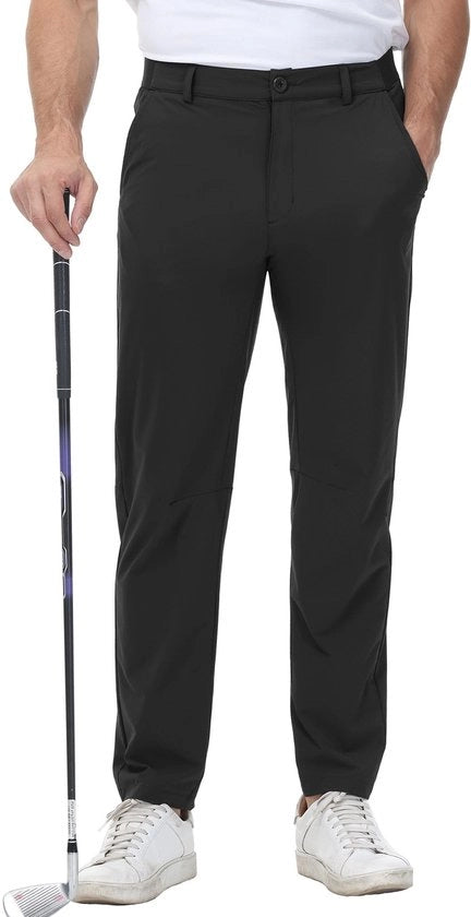 Golf pantaloni uomo - stile slim fit - leggeri e traspiranti - cintura elastica - 3 tasche - pantaloni sportivi casual