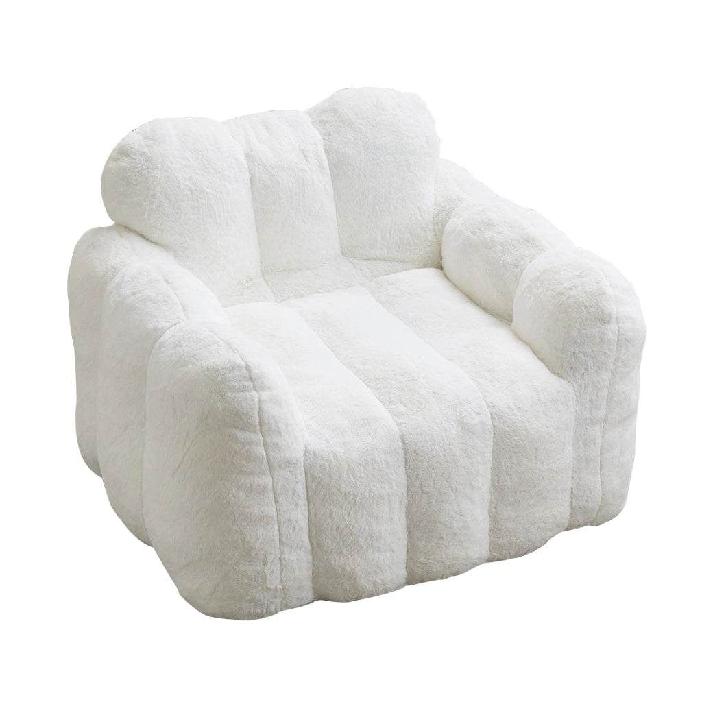 Poltrona a sacco a forma di loto in peluche bianco
