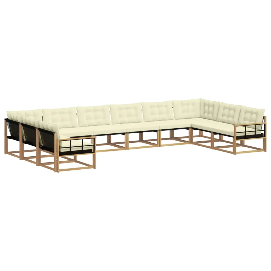 Set di divani da esterno con cuscino 10 pcs Bianco e Crema 3389120