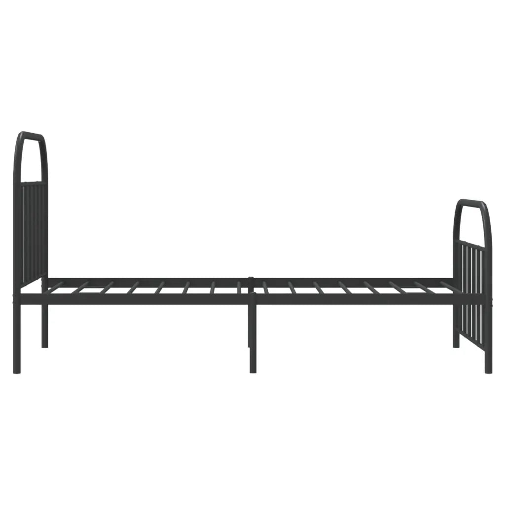 Letto singolo | Letto per adulti | Giroletto con Testiera e Pediera Metallo Nero 107x203 cm