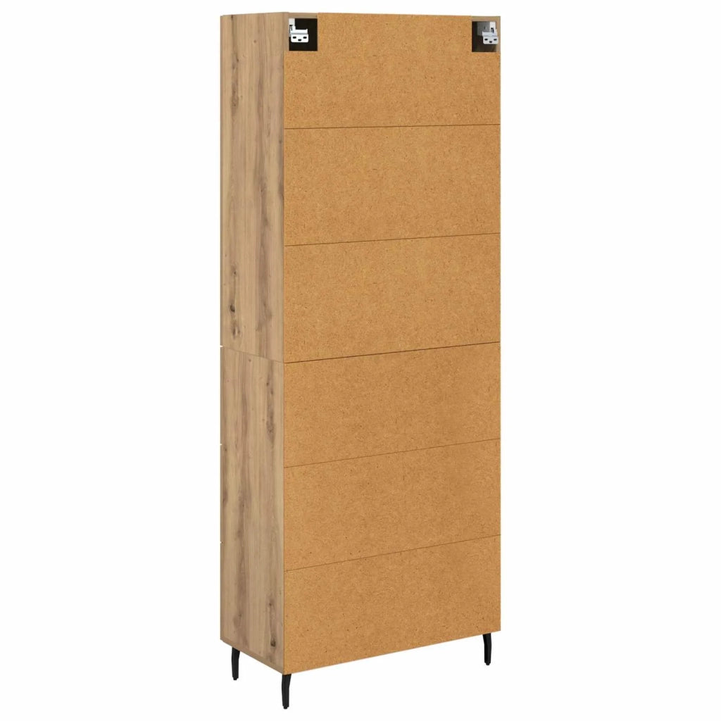 Credenza 2 pcs Rovere artigianale Legno Stratificato e Vetro 3415934