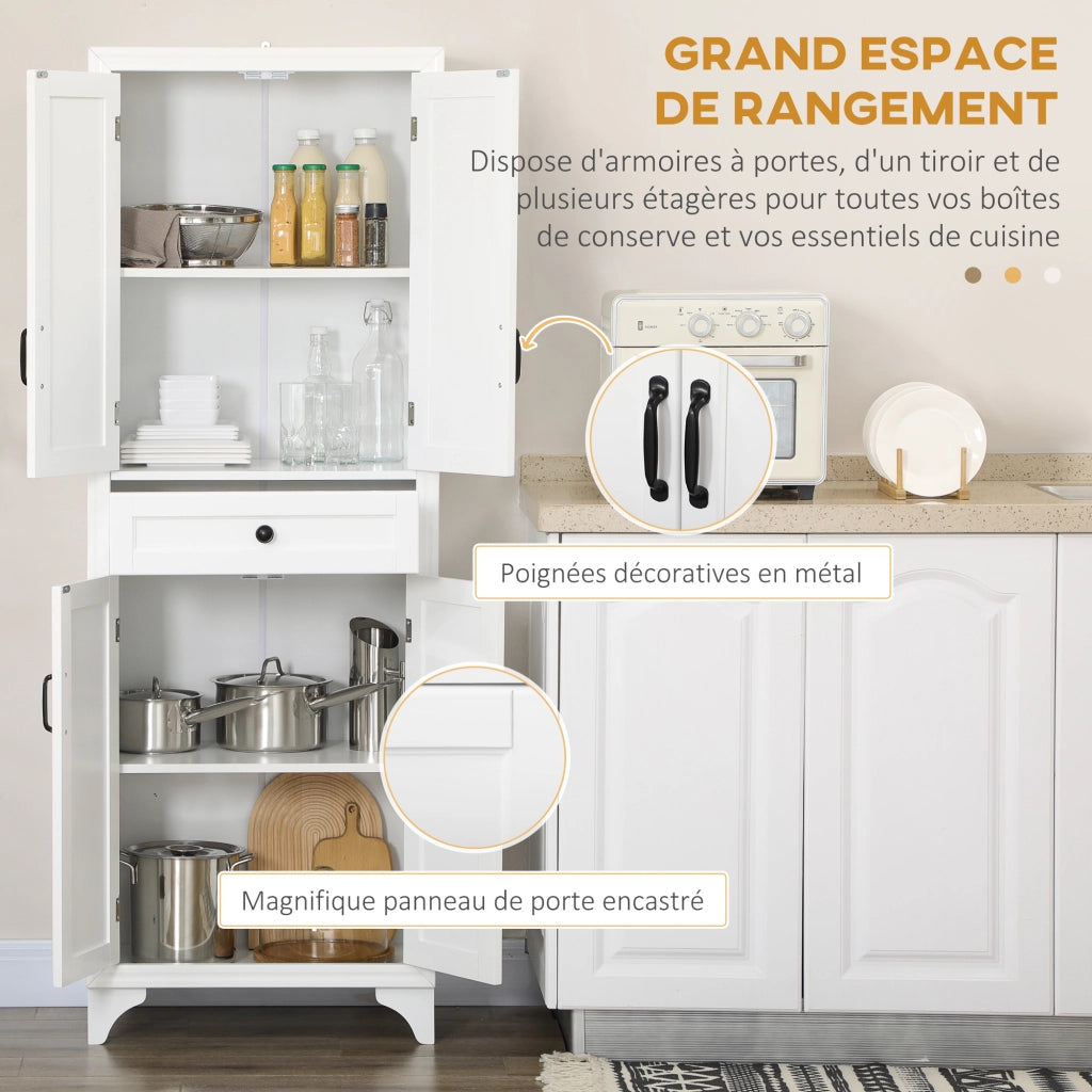 Armadio cucina 4 ante 2 ripiani tiroio centrale ¨C zephmum ¨C bianco 170 cm