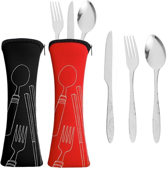 Set di cucito 3 pezzi - Acciaio inossidabile - Portatile - Viaggio/Camping/Pic-nic - Riciclabile - Leggero e compatto
