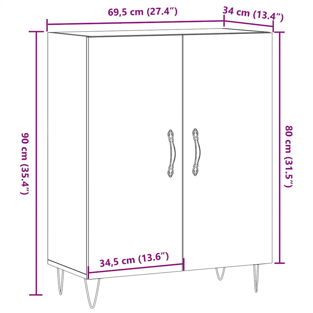Credenza Legno Antico 69,5x34x90 cm in Legno Multistrato 857177
