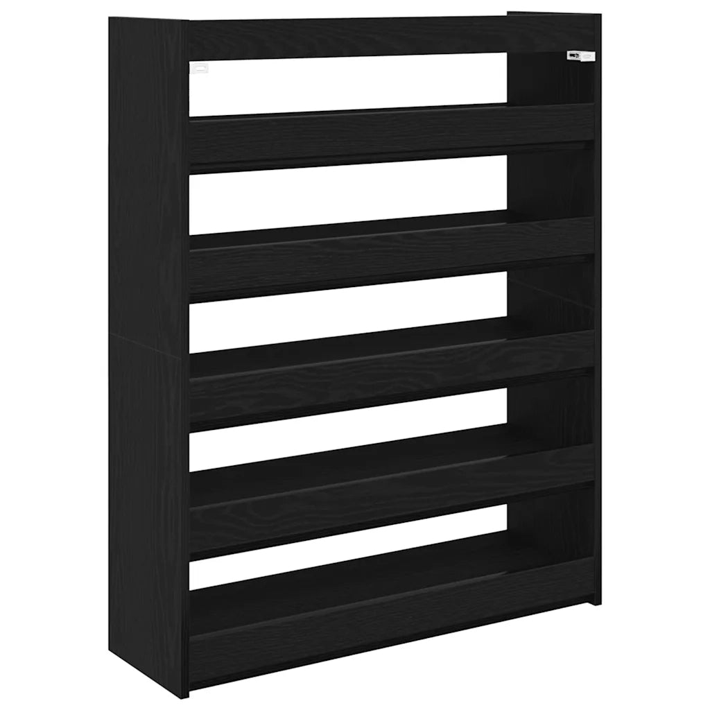 Scarpiera-Scaffale per scarpe Nera 80x25x100 cm in Legno Multistrato